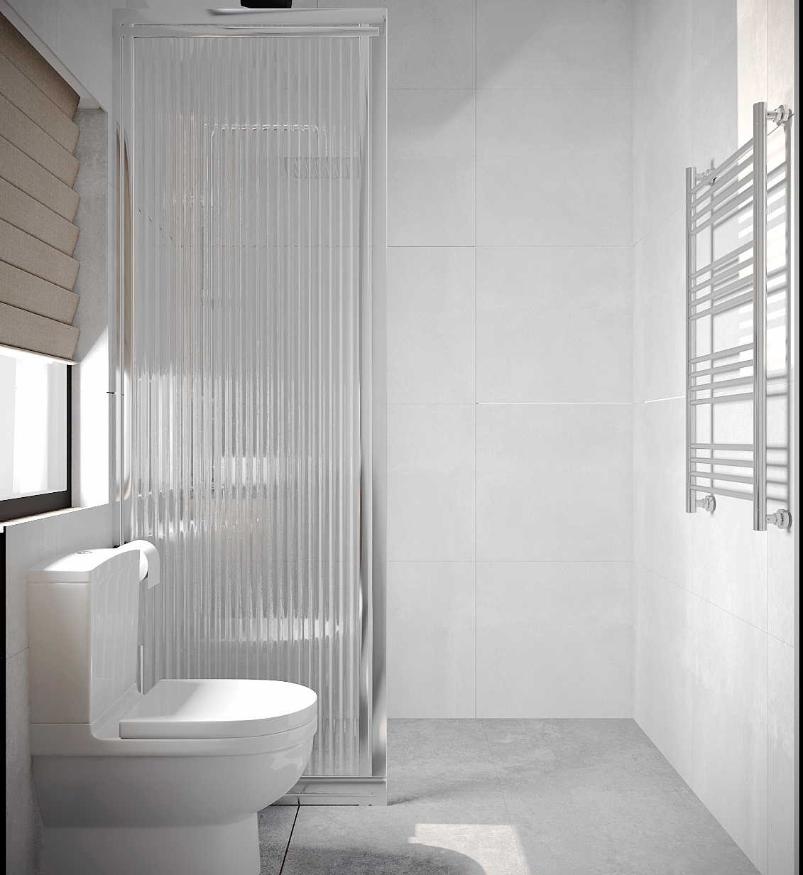 1 Bedroom bathroom at daylight with lights off view 2